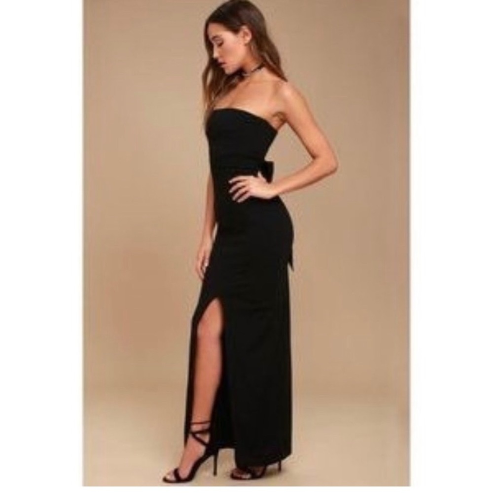 Lulu’s Own The Night Strapless Maxi Dress In Black